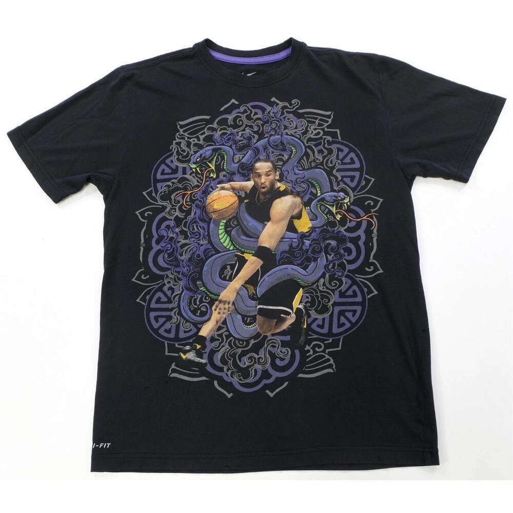 Rare Kobe Bryant Black Mamba Snake Graphic Dri Fit T Shirt 2000S M